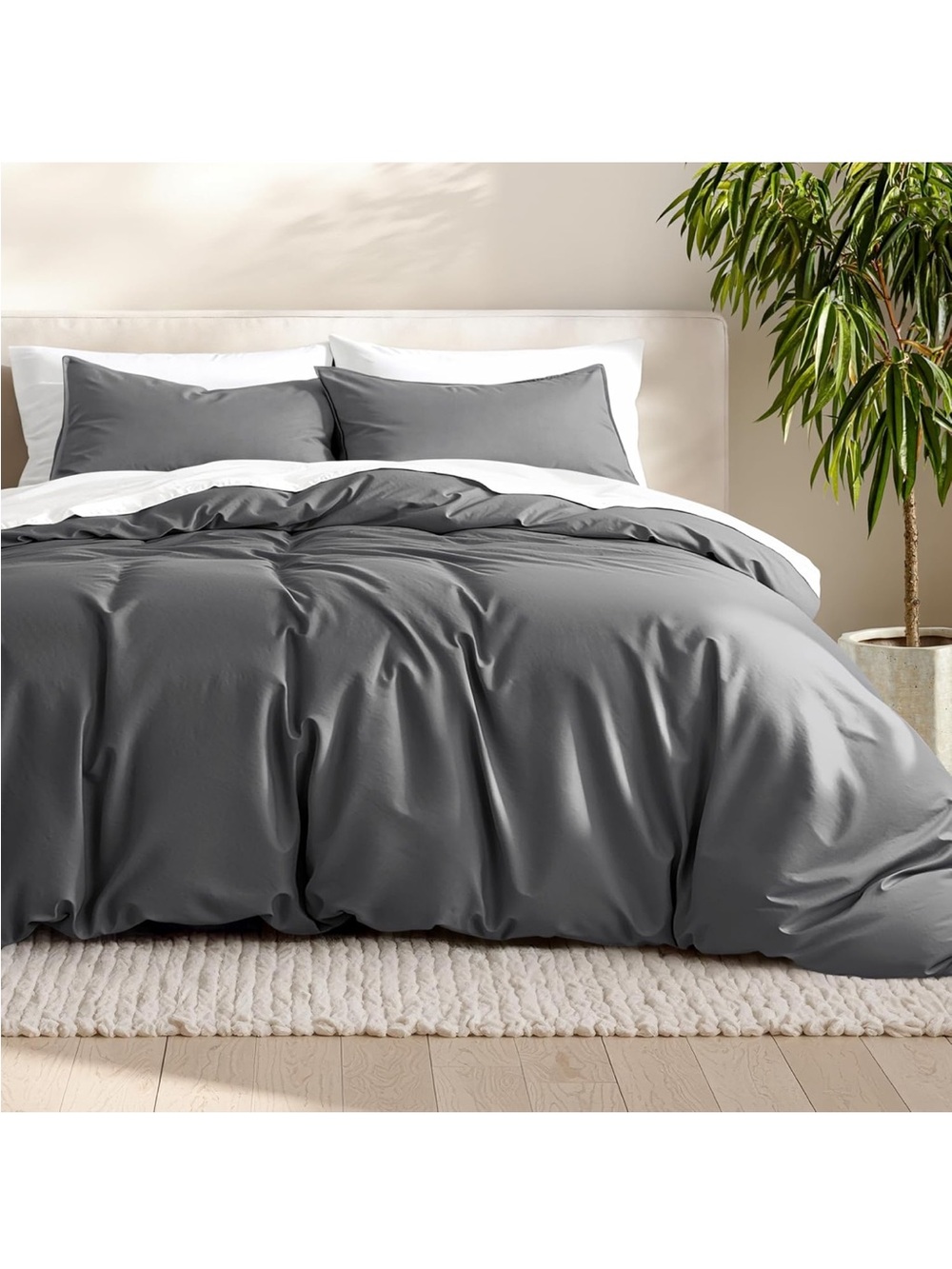 NEW Bare Home Bedding Duvet Cover set. Queen, Grey